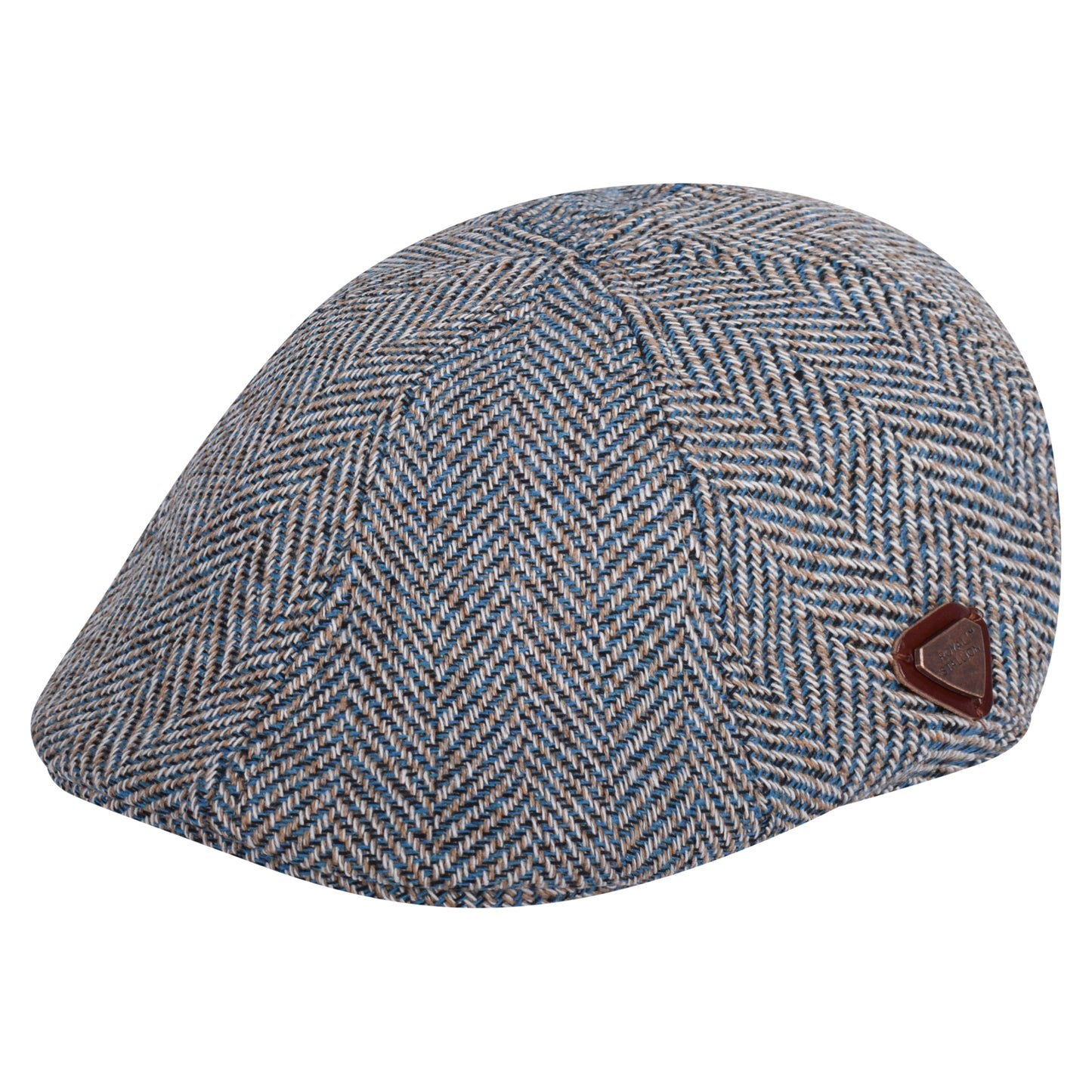 Royal Stallion Duckbill 6 Panel Flat Cap - Light Blue Herringbone