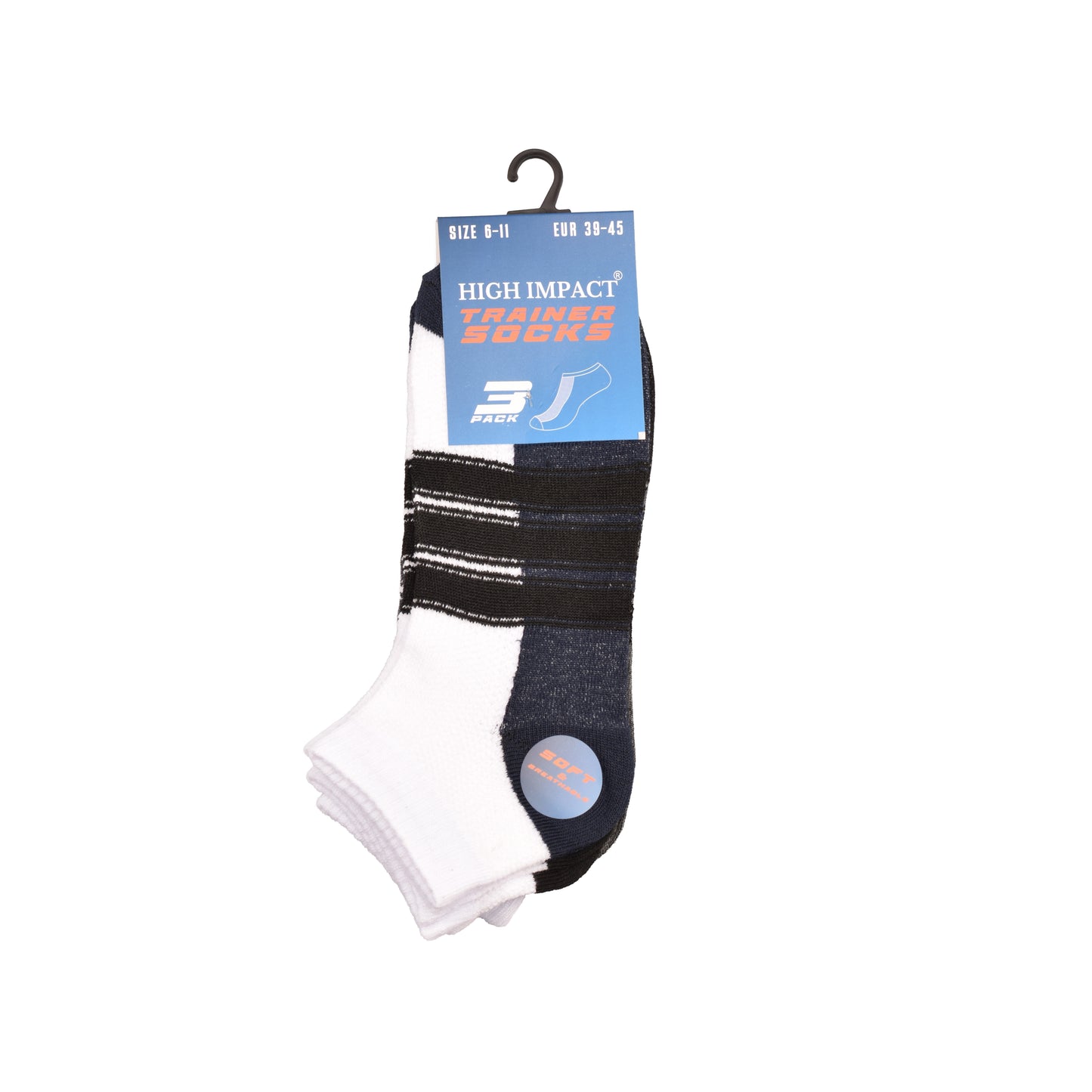 Mens Trainer Socks - Multi Stripe Pattern (12 Pairs)