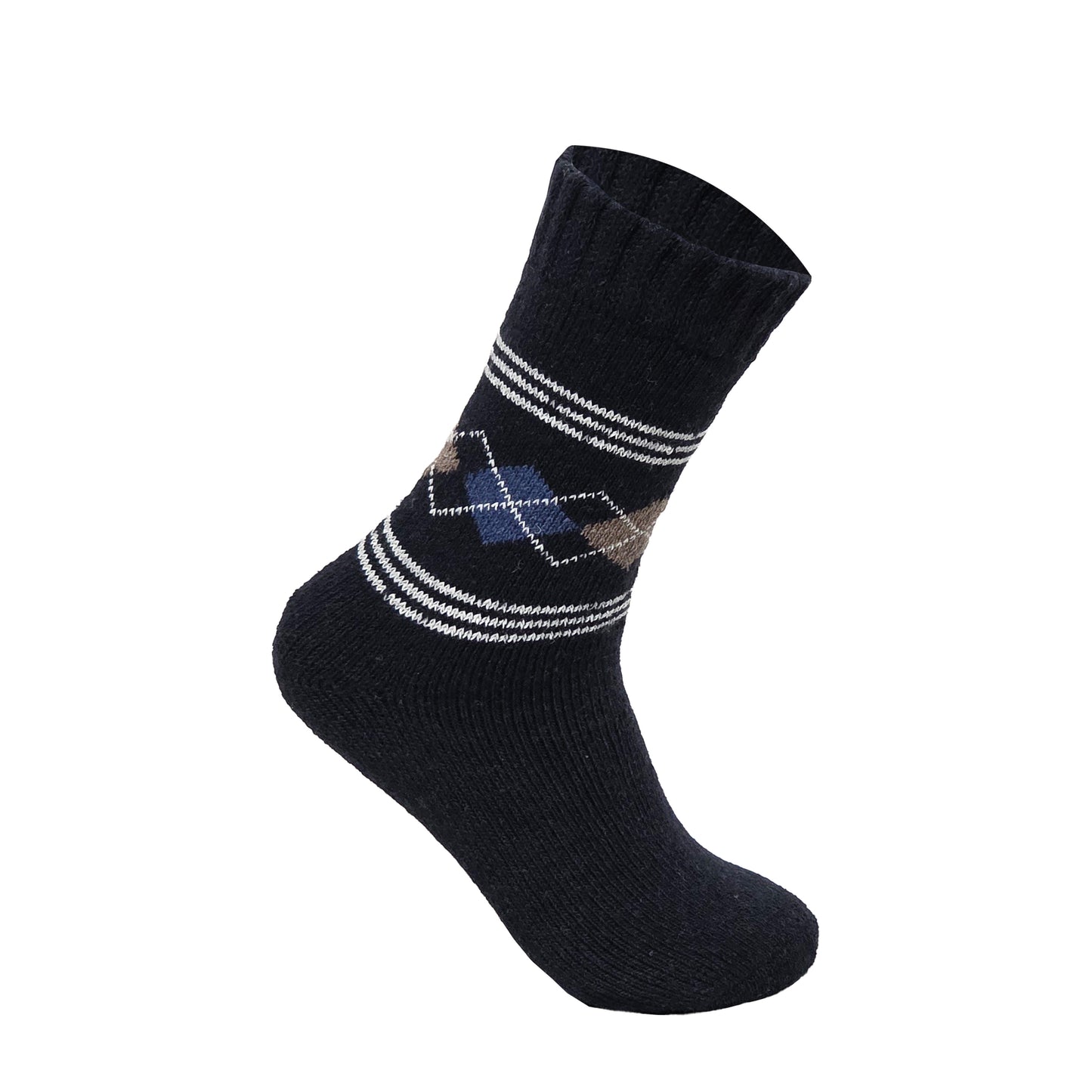 Mens Merino Lambs Wool Socks - Argyle (12 Pairs)