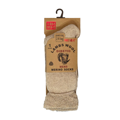 Mens Diabetic Merino Lambs Wool Socks - Assorted (12 Pairs)