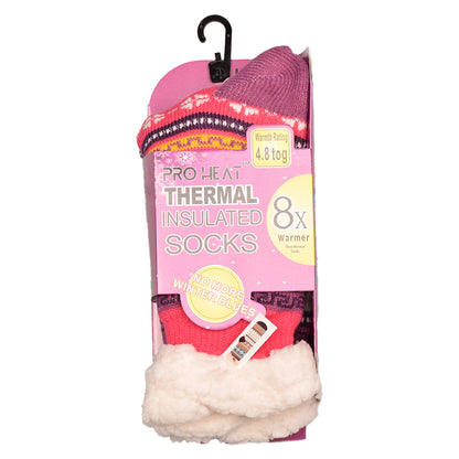 Ladies 4.8 TOG Cosy Slipper Socks - Bright Nordic & Fair Isle