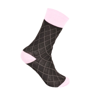 Ladies Non Elastic Diabetic Socks - Stripes/Diamond (12 Pairs)