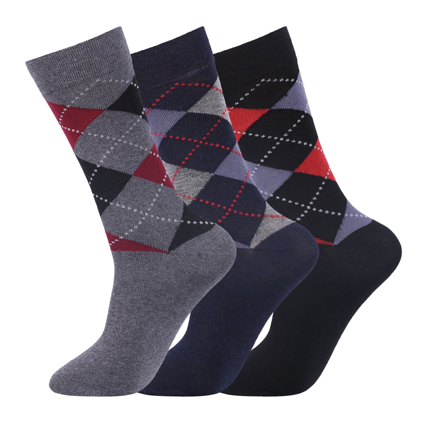 Mens Non Elastic Diabetic Socks - Bright Argyle (12 Pairs)