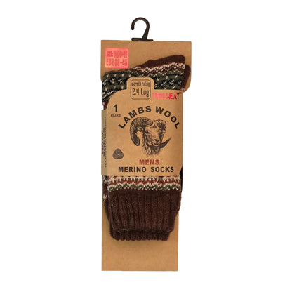 Mens Merino Lambs Wool Socks - Fair Isle (12 Pairs)