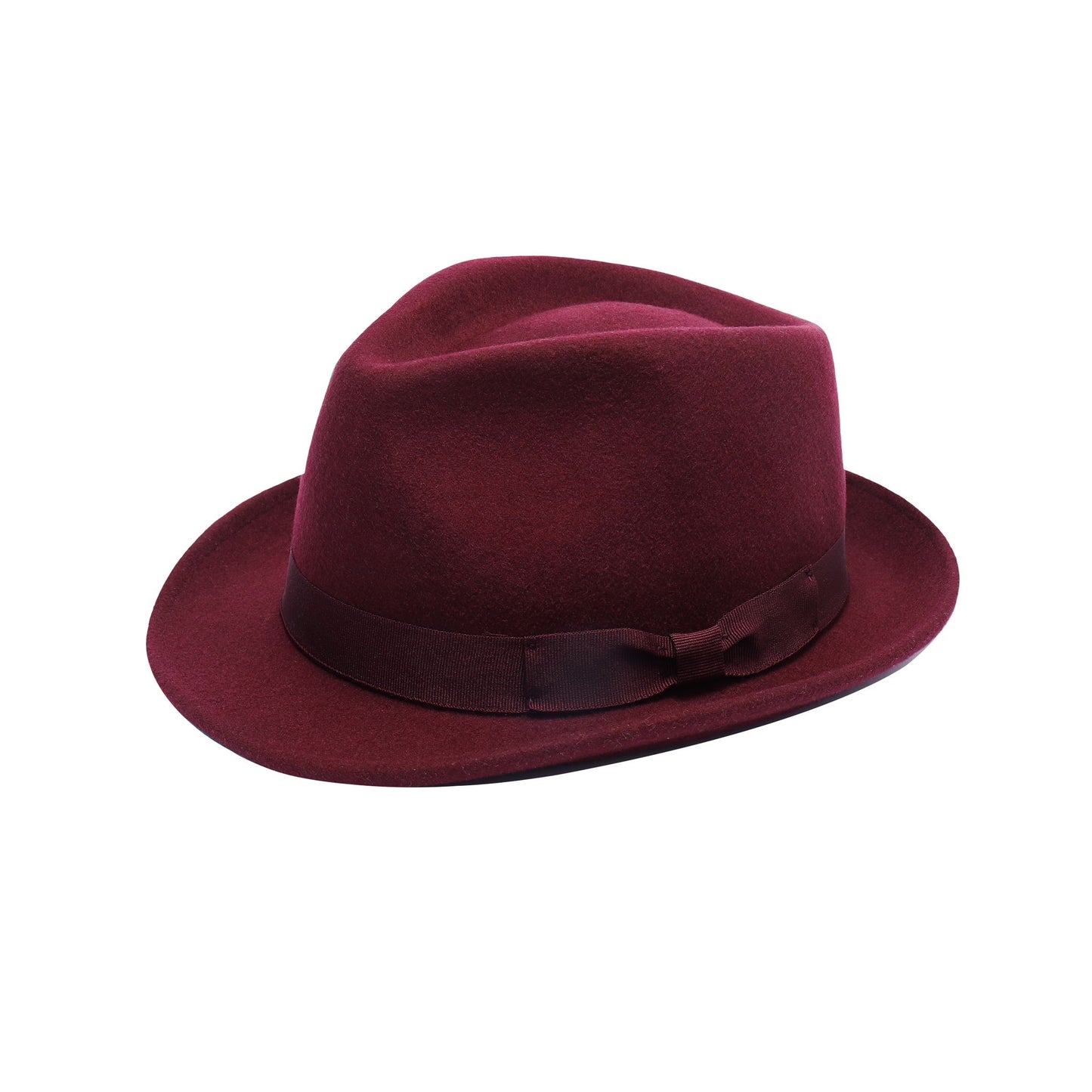 Premium Australian Wool Crushable Trilby Hat - Burgundy