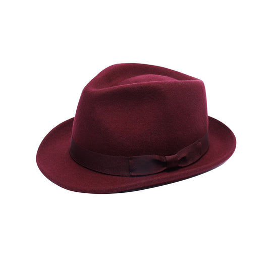 Premium Australian Wool Crushable Trilby Hat - Burgundy