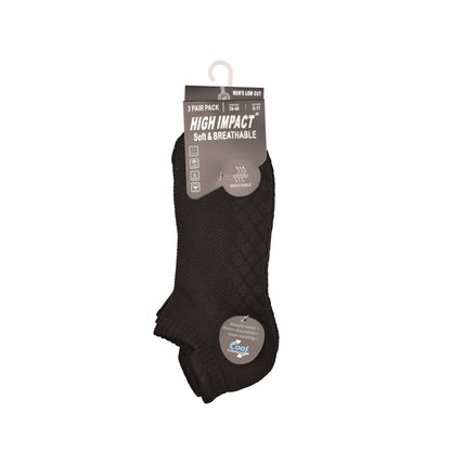 Mens Cushioned Trainer Socks - Black Hex Pattern (12 Pairs)