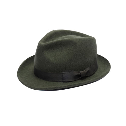 Premium Australian Wool Crushable Trilby Hat - Olive Green