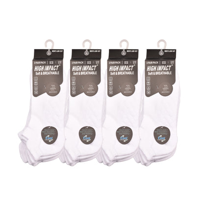 Mens Cushioned Trainer Socks - White Hex Pattern (12 Pairs)