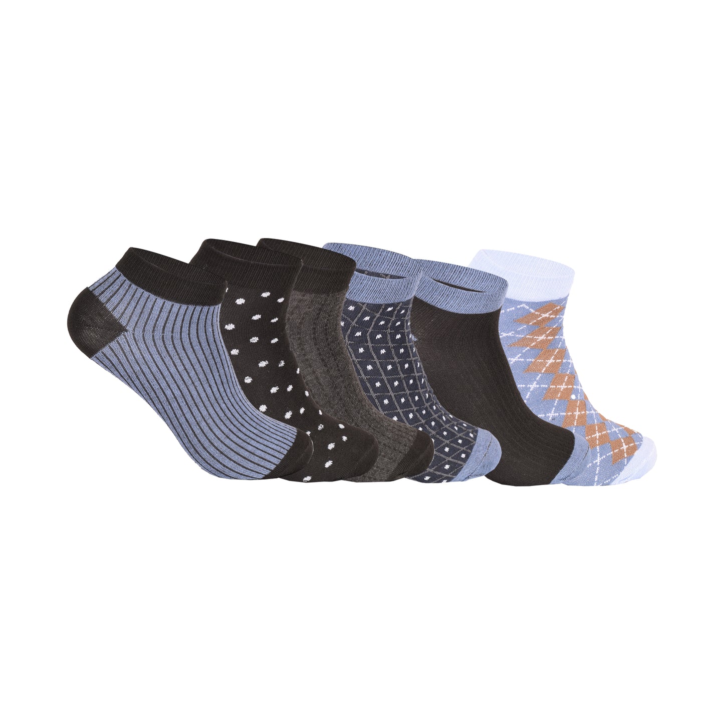 Mens Trainer Socks - Mixed Geometric Pattern (12 Pairs)