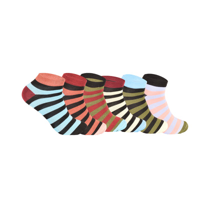 Mens Trainer Socks - Mixed Stripes Pattern (12 Pairs)