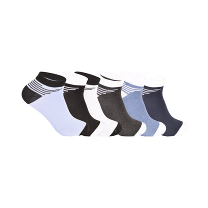 Mens Trainer Socks - Cuff Stripe Assorted (12 Pairs)