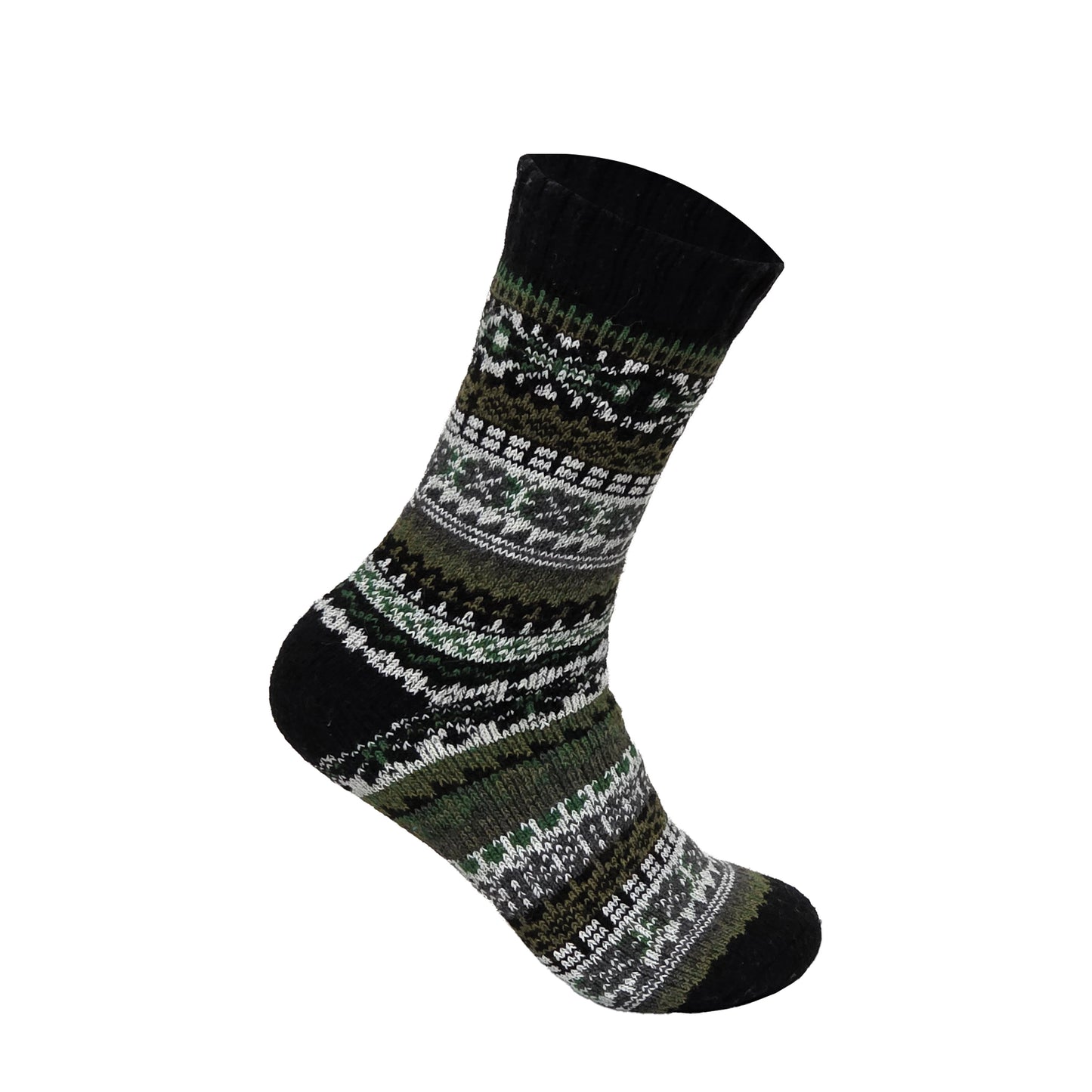 Mens Merino Lambs Wool Socks - Fair Isle Snowflake (12 Pairs)