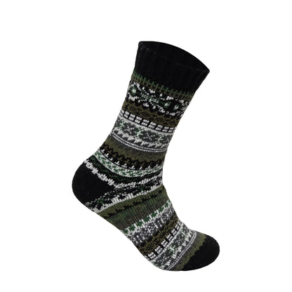 Mens Merino Lambs Wool Socks - Fair Isle Snowflake (12 Pairs)