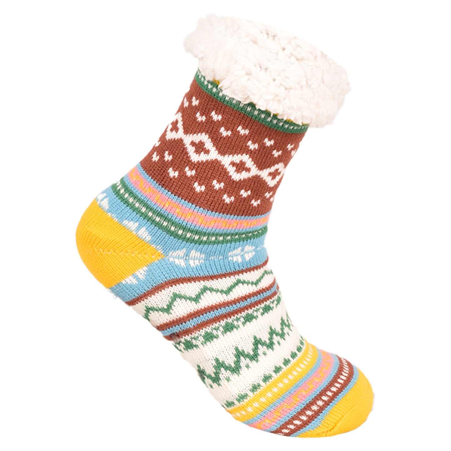 Ladies 4.8 TOG Cosy Slipper Socks - Bright Nordic & Fair Isle
