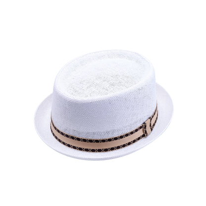 Classic Pork Pie Hat with Geometric Band