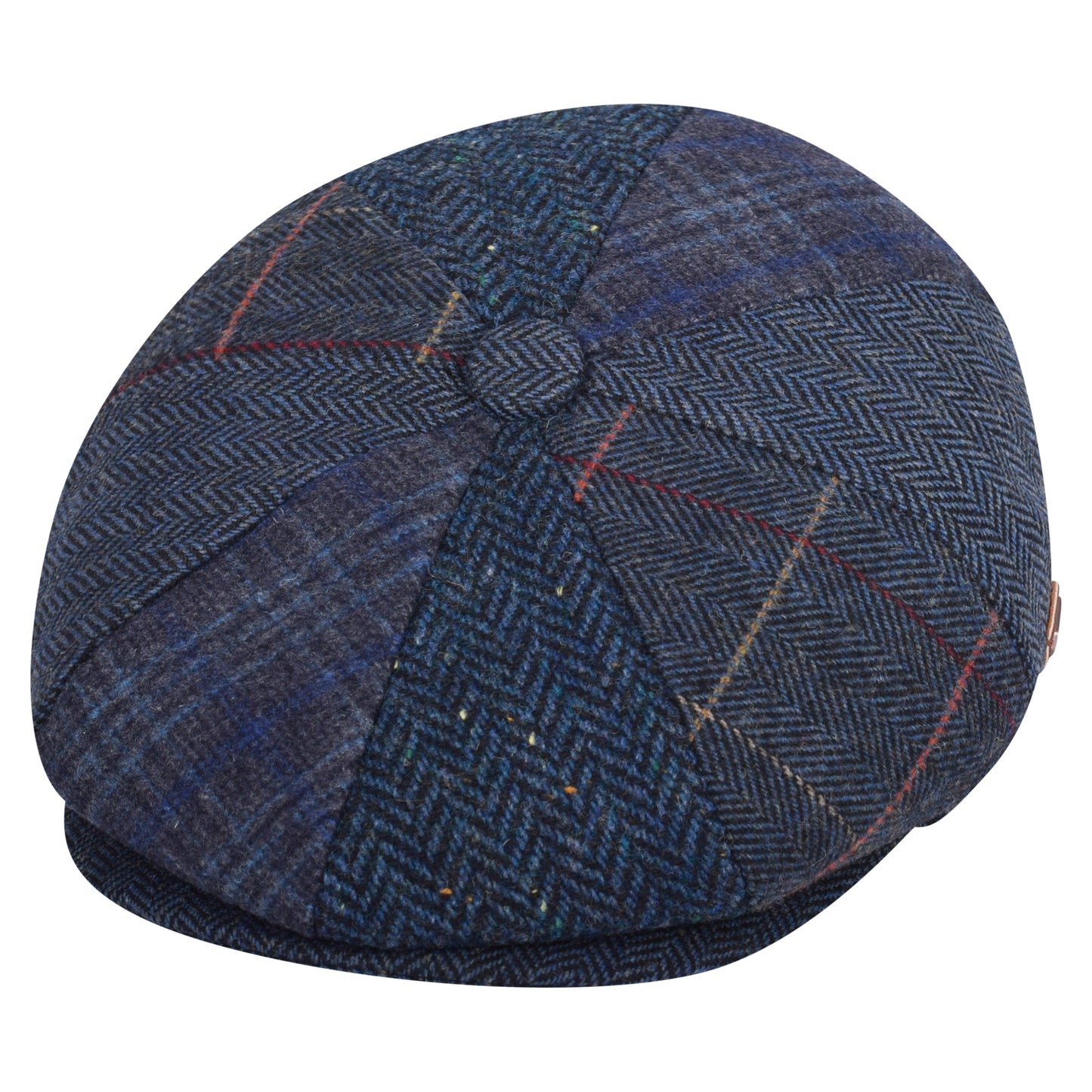 Classic 8 Piece Newsboy Cap - Navy Multi Patchwork (One Size)