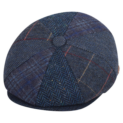 Classic 8 Piece Newsboy Cap - Navy Multi Patchwork (One Size)