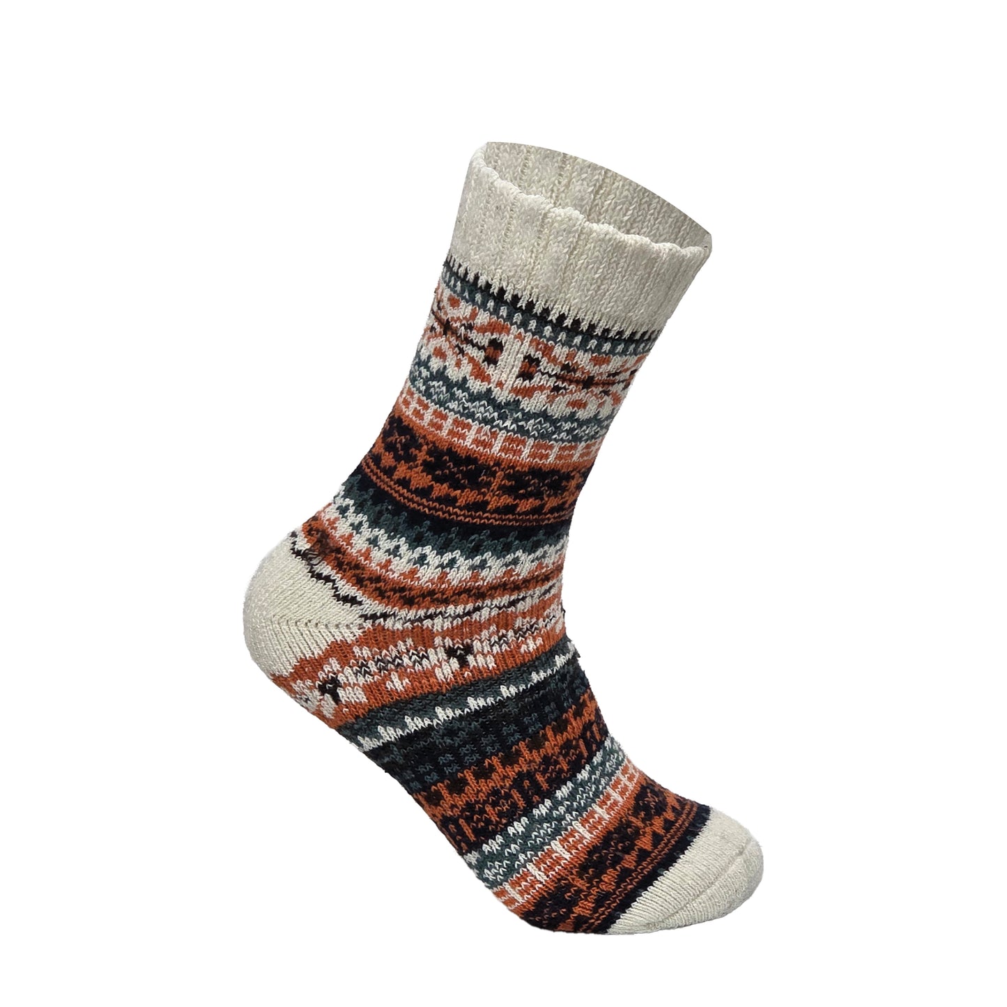 Mens Merino Lambs Wool Socks - Fair Isle Snowflake (12 Pairs)