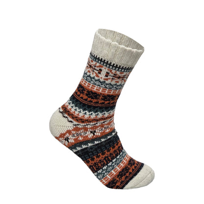 Mens Merino Lambs Wool Socks - Fair Isle Snowflake (12 Pairs)