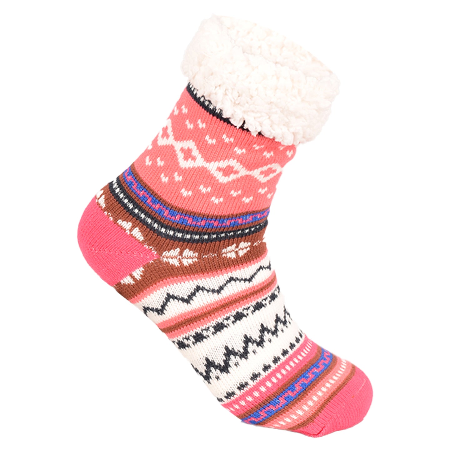 Ladies 4.8 TOG Cosy Slipper Socks - Bright Nordic & Fair Isle