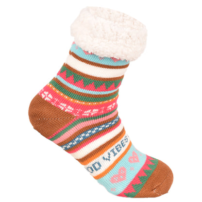 Ladies 4.8 TOG Cosy Slipper Socks - Festive Good Vibes