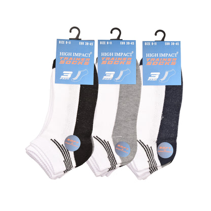 Mens Trainer Socks - Side Panel Stripe Pattern (12 Pairs)