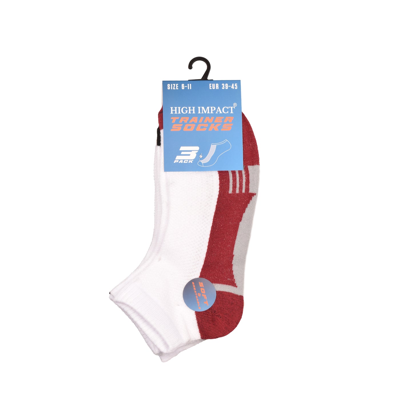 Mens Trainer Socks - Curved Colour Block Pattern (12 Pairs)