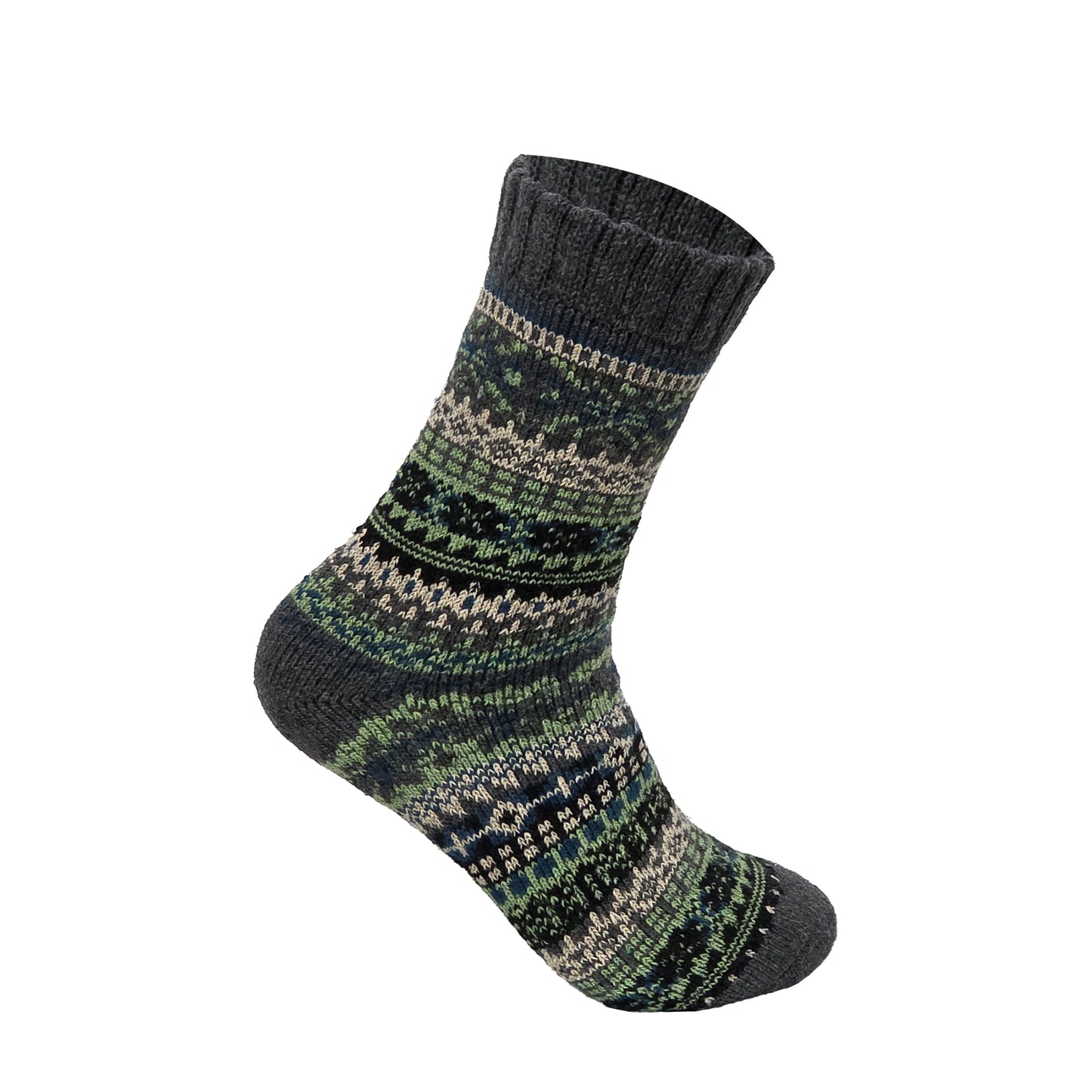 Mens Merino Lambs Wool Socks - Fair Isle Snowflake (12 Pairs)