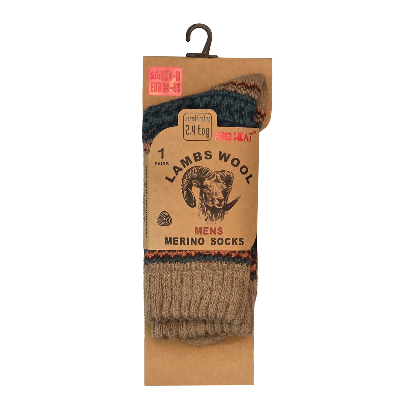 Mens Merino Lambs Wool Socks - Fair Isle (12 Pairs)