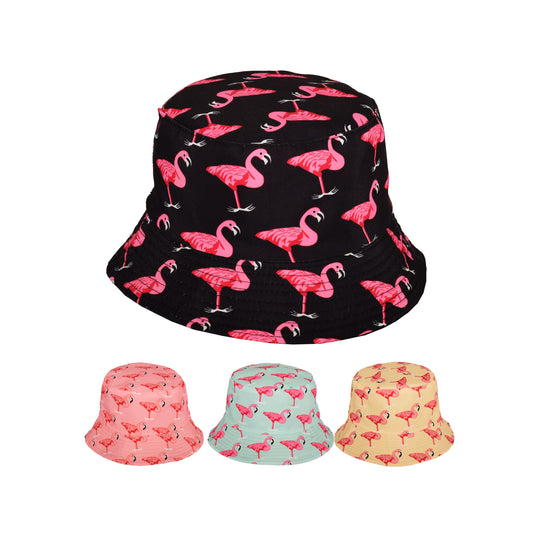 Reversible Flamingo Print Bucket Hat – Assorted Colours