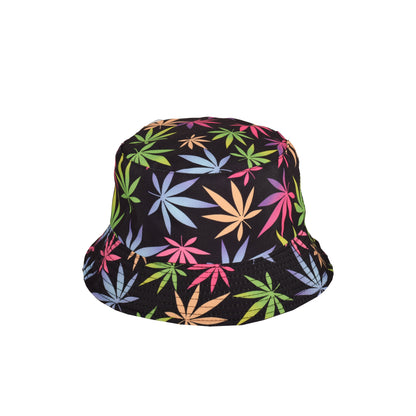 Reversible Ganja Leaf Print Bucket Hat – Assorted Colours