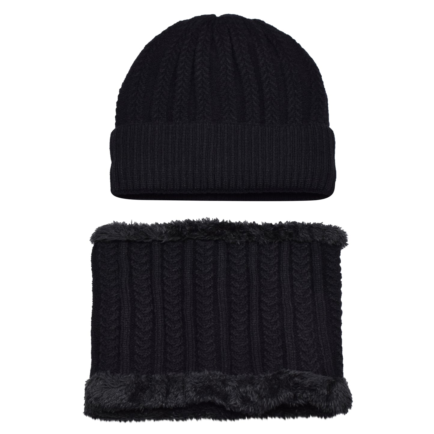 Knitted Hat & Neck Warmer Set - Style 1