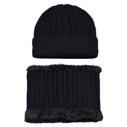 Knitted Hat & Neck Warmer Set - Style 1