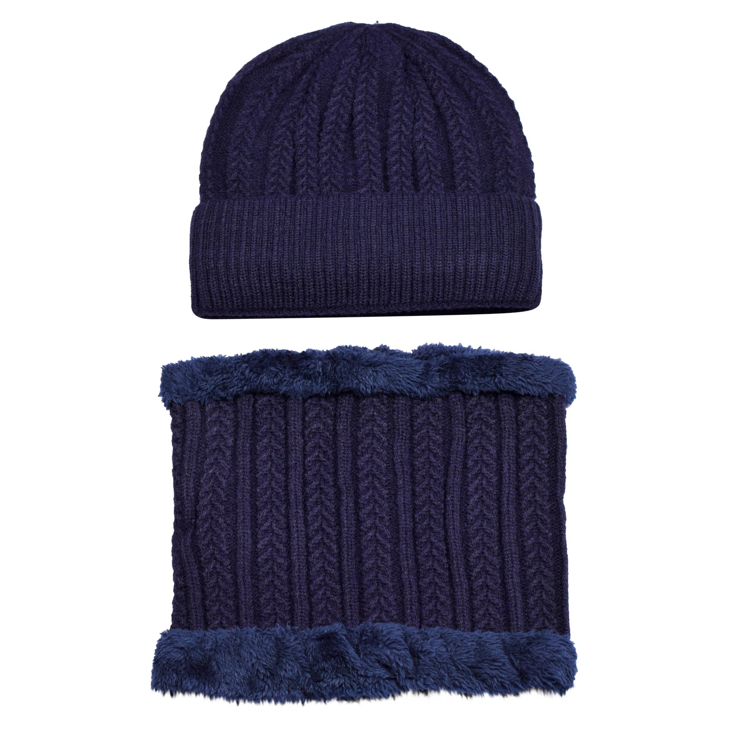Knitted Hat & Neck Warmer Set - Style 1