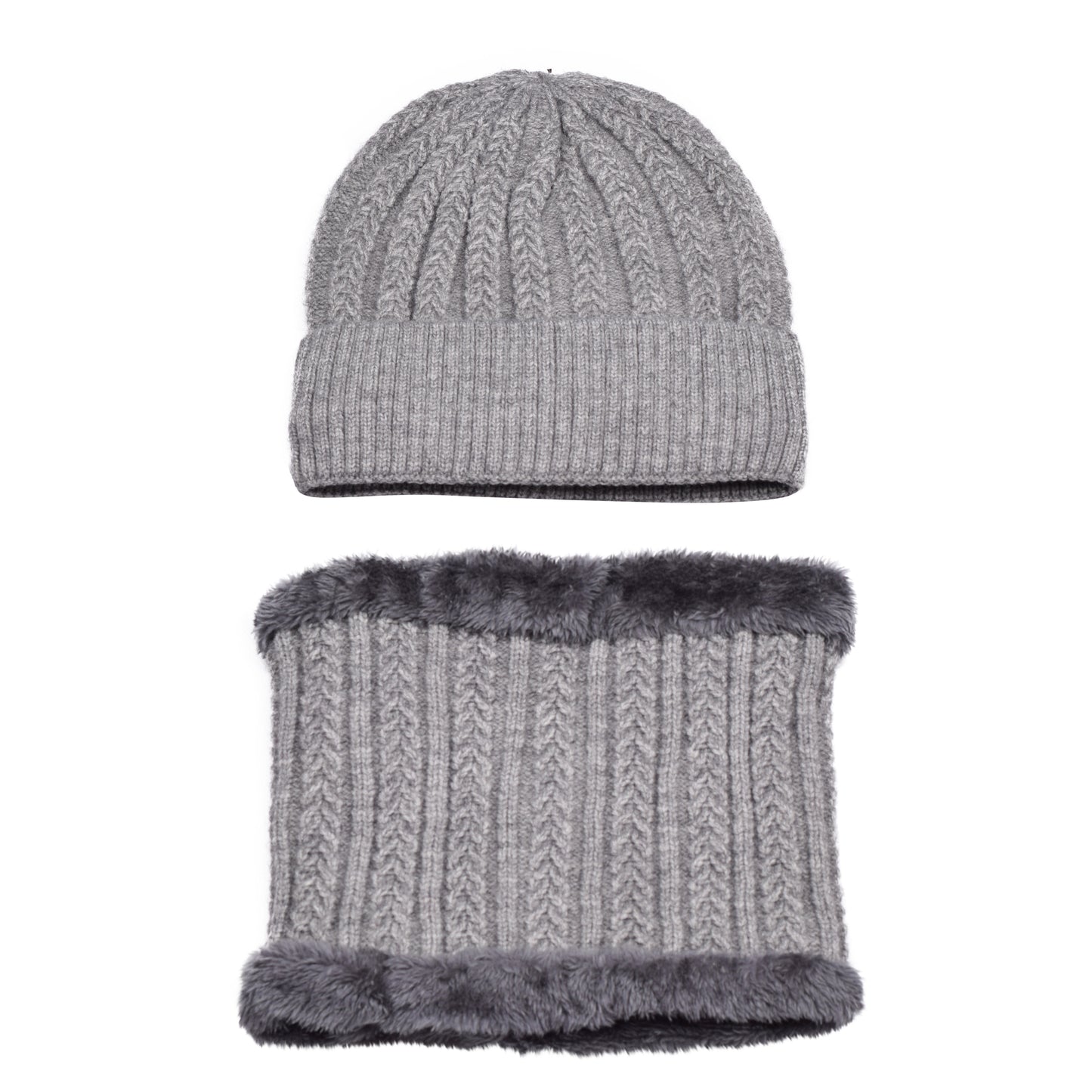 Knitted Hat & Neck Warmer Set - Style 1