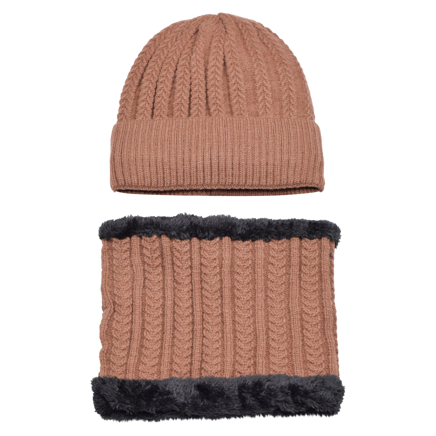 Knitted Hat & Neck Warmer Set - Style 1