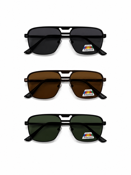 Polarized Double Bridged Navigator Sunglasses - MSG-30 (12 Units)