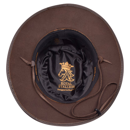 Genuine Smooth Leather Cowboy Hat with Braided Band & Concho Trim