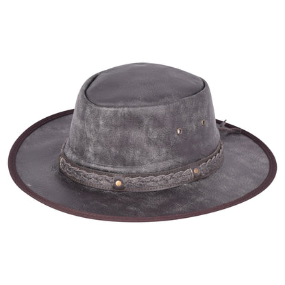 Genuine Leather Vintage Foldaway Cowboy Hat with Braided Rustic Band
