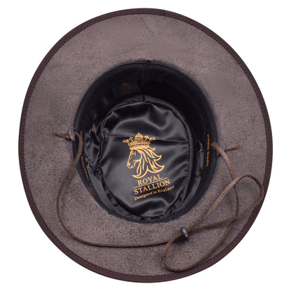 Genuine Leather Vintage Foldaway Cowboy Hat with Braided Rustic Band