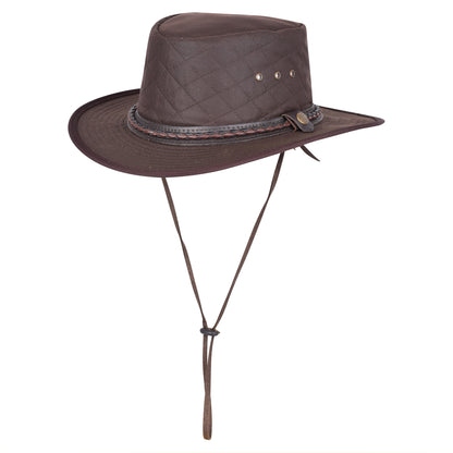 Genuine Leather Quilted Crown Cowboy Hat - Braided Leather Band