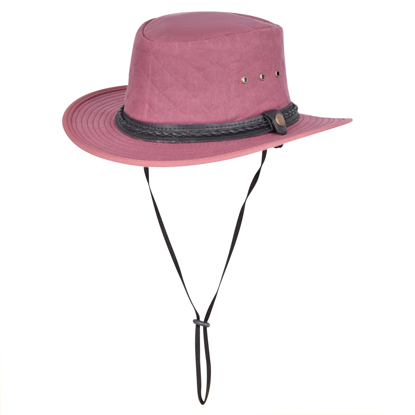 Genuine Leather Quilted Crown Cowboy Hat - Braided Leather Band