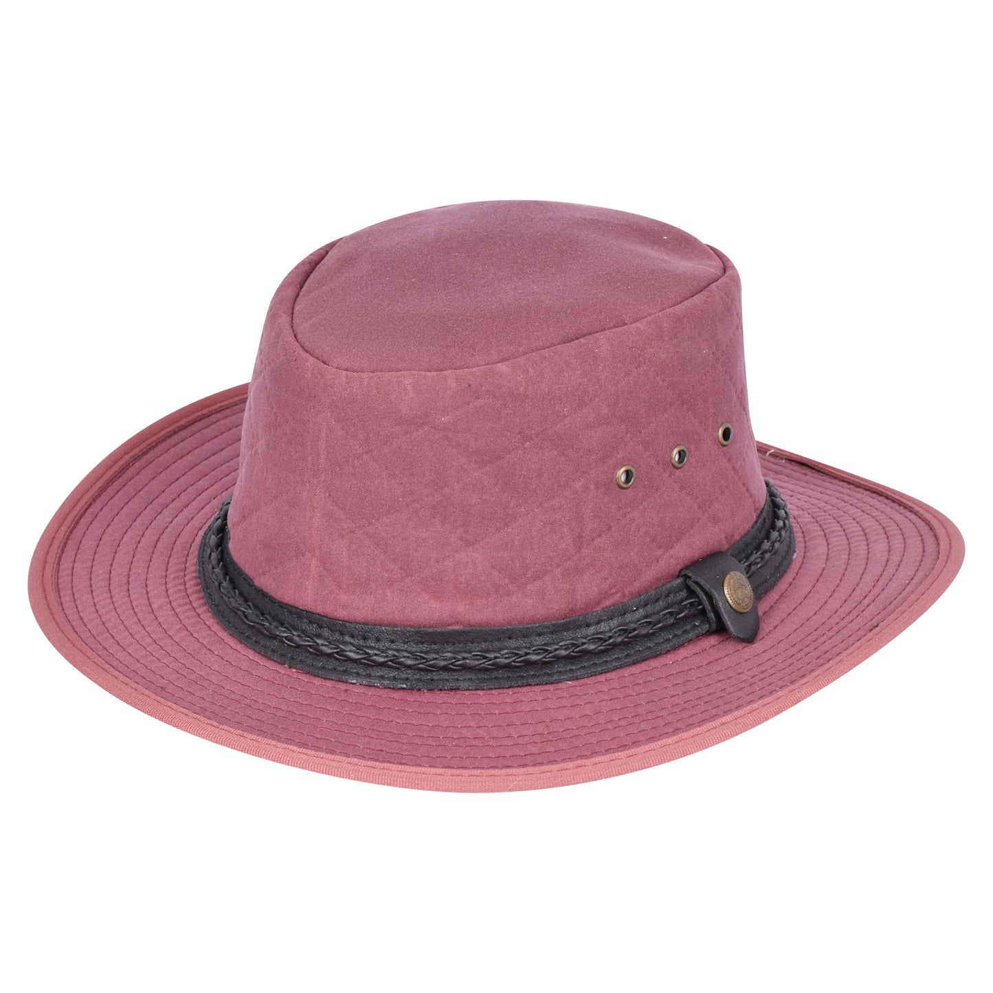 Genuine Leather Quilted Crown Cowboy Hat - Braided Leather Band