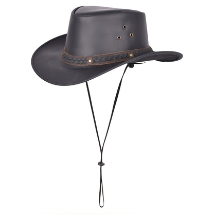 Genuine Leather Outback Cowboy Hat – Studded Dual Tone Braided Band
