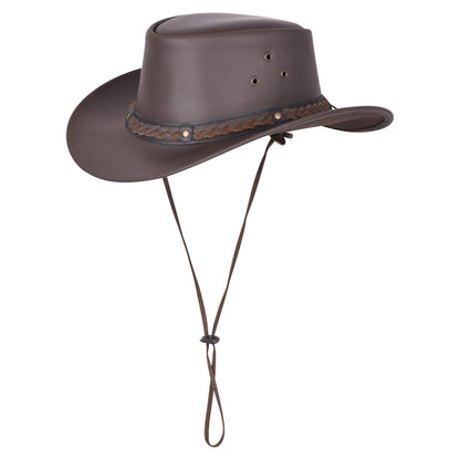Genuine Leather Outback Cowboy Hat – Studded Dual Tone Braided Band