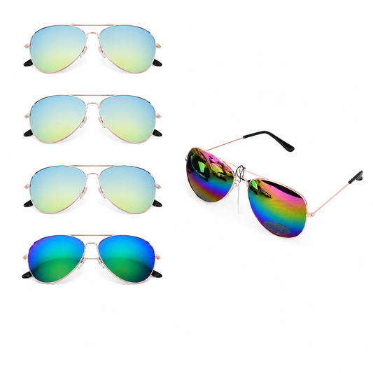Sleek Aviator Assorted Sunglasses - MSG-16 (12 Units)