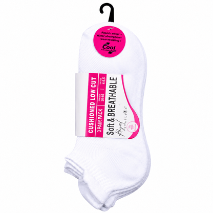 Ladies Cushioned Trainer Socks - White (12 Pairs)