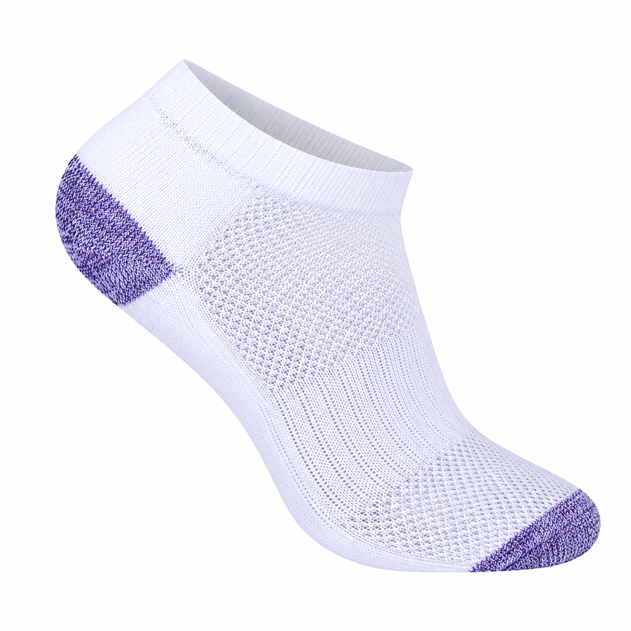 Ladies Cushioned Trainer Socks - White-Contrast Heel/Toe (12 Pairs)