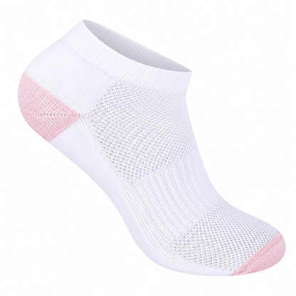 Ladies Cushioned Trainer Socks - White-Contrast Heel/Toe (12 Pairs)